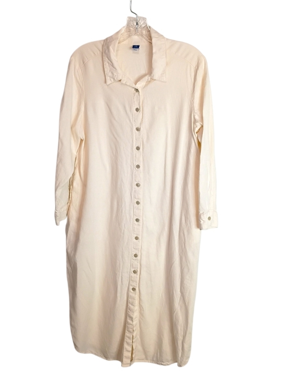 Old Navy -Cream Button-Front Long Linen Blend Shirt Dress - MP